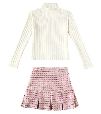 Ribbed-knit sweater and tartan skirt set | Patachou