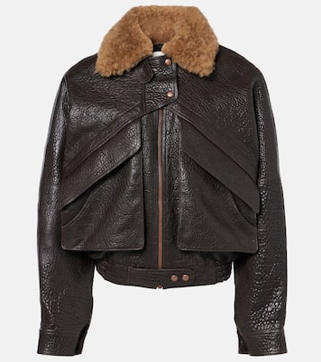 Veste raccourcie en cuir et shearling | Magda Butrym