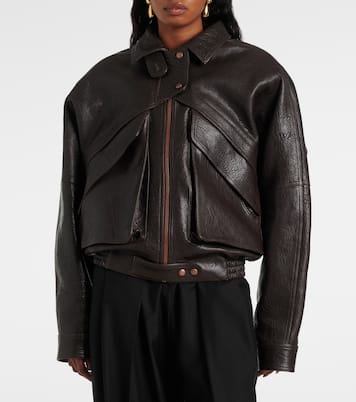 Veste raccourcie en cuir et shearling | Magda Butrym
