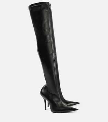 Avenue leather over the knee boots in black Balenciaga Mytheresa