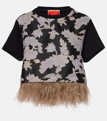 La Scala embroidered feather-trimmed top | La DoubleJ