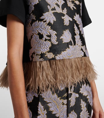 La Scala embroidered feather-trimmed top | La DoubleJ