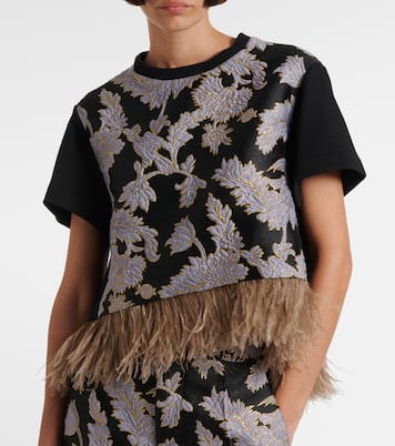 La Scala embroidered feather-trimmed top | La DoubleJ