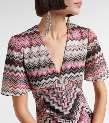 Vestido midi de lamé en zigzag | Missoni