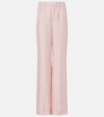 Pantaloni regular in seta a righe | Versace