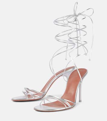 Sandalen Lori 95 aus Metallic-Leder | Amina Muaddi