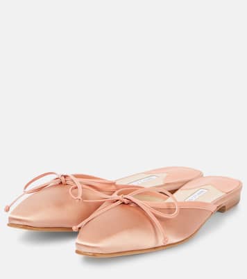 Mules Ballerimu 10 in raso con pelle | Manolo Blahnik
