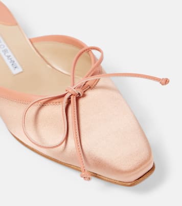 Mules Ballerimu 10 in raso con pelle | Manolo Blahnik
