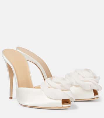 Mules de mariée en satin à fleurs | Magda Butrym
