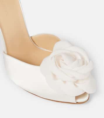 Mules de mariée en satin à fleurs | Magda Butrym