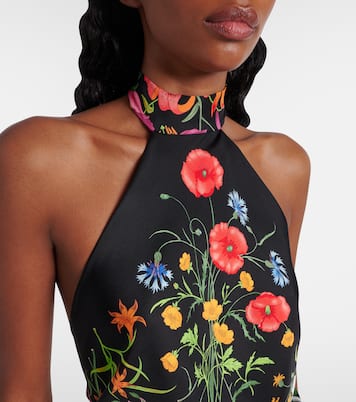 Top in twill di seta con stampa floreale | Gucci