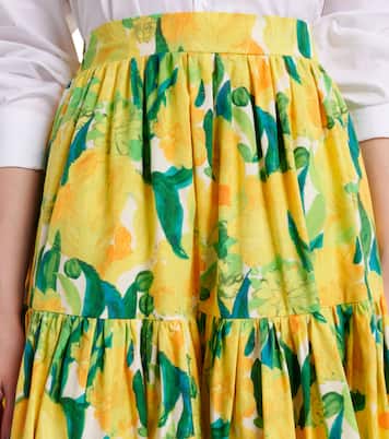 Oscar printed cotton poplin midi skirt | La DoubleJ