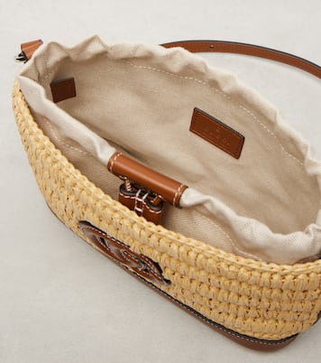Woven leather-trimmed shoulder bag  | Gucci