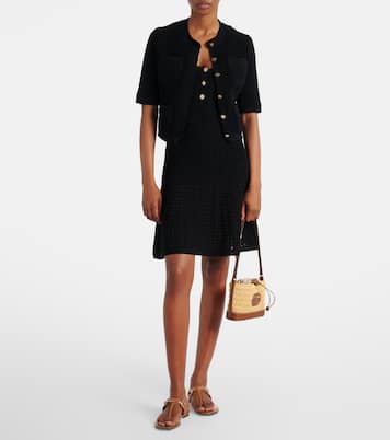 Woven leather-trimmed shoulder bag  | Gucci