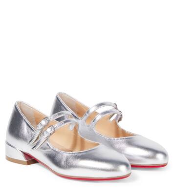 Metallic leather Mary Jane flats | Christian Louboutin Kids