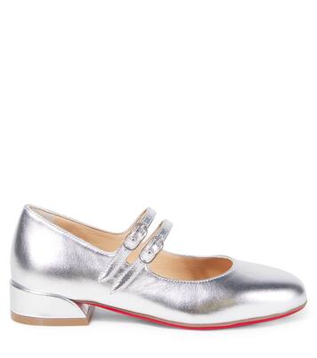 Metallic leather Mary Jane flats | Christian Louboutin Kids