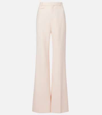 Pantaloni flared in gabardine di lana a vita alta | Chloé