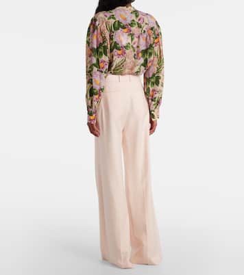 Pantaloni flared in gabardine di lana a vita alta | Chloé