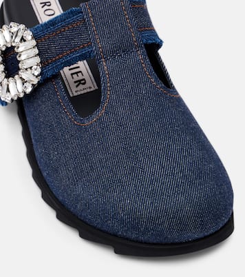 Slidy Viv embellished denim mules | Roger Vivier
