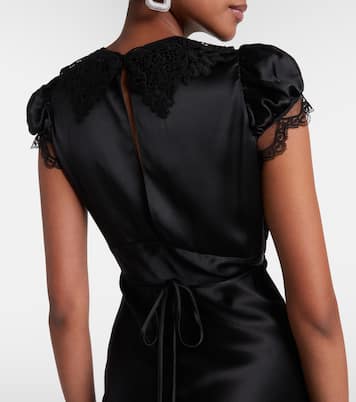Lace-trimmed silk satin maxi dress | Rodarte