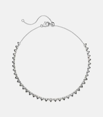 Heart 18kt white gold and enamel choker with diamonds | Kamyen