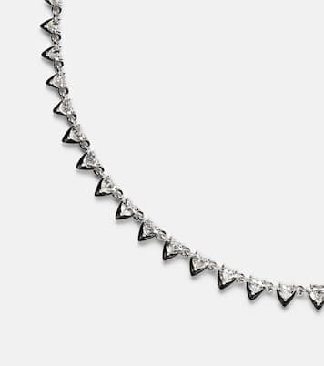 Heart 18kt white gold and enamel choker with diamonds | Kamyen