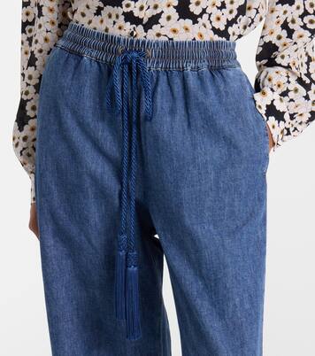 Cotton chambray wide-leg pants | Valentino