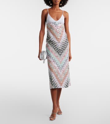 Zigzag lamé midi dress | Missoni