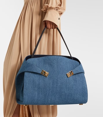 Tote Bag Hug Large aus Denim | Ferragamo