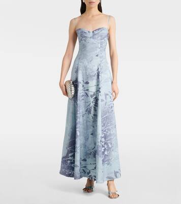 Floral linen and cotton bustier dress | Simkhai