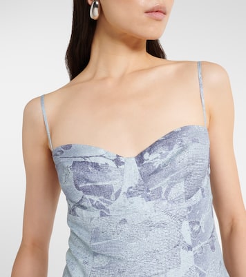 Floral linen and cotton bustier dress | Simkhai