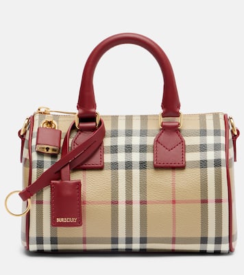 Burberry Check Small leather-trimmed canvas tote bag | Burberry