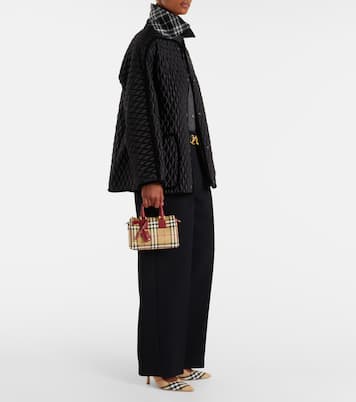 Burberry Check Small leather-trimmed canvas tote bag | Burberry