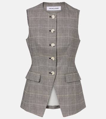 Lois checked linen-blend vest | Veronica Beard