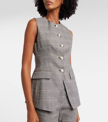 Lois checked linen-blend vest | Veronica Beard