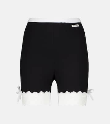 Lace-trimmed jersey biker shorts | Miu Miu