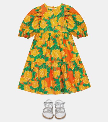 Peonies cotton-poplin dress | Mini Rodini