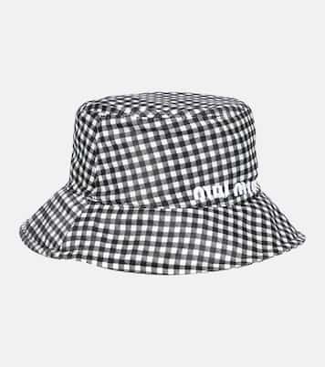 Cappello da pescatore in faille di seta a quadri | Miu Miu