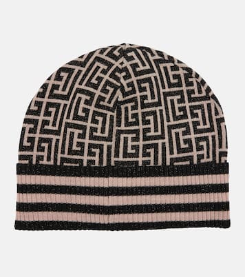 Embroidered monogram wool-blend beanie | Balmain