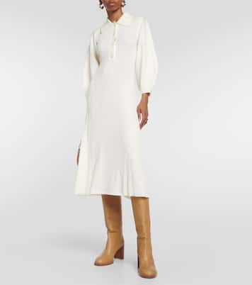 Vestido midi de lana acanalado | Chloé