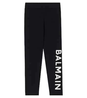 Leggings in misto cotone con logo | Balmain Kids