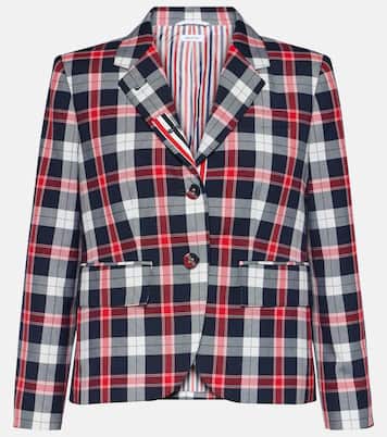 Blazer de mezcla de lana con tartán | Thom Browne