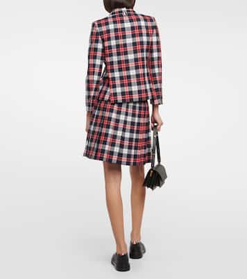 Blazer de mezcla de lana con tartán | Thom Browne