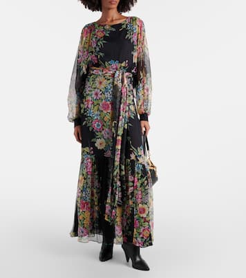 Abito lungo in seta con stampa floreale | Etro