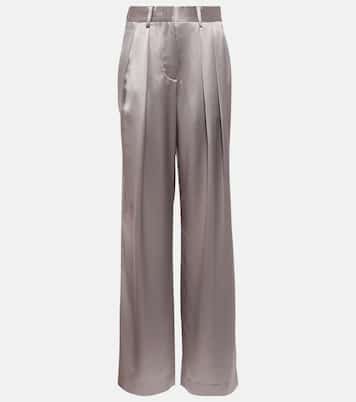 Luisa pleated high-rise satin pants | Staud
