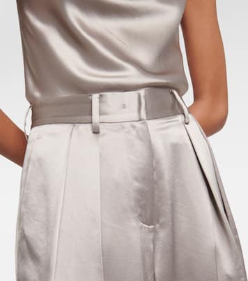 Luisa pleated high-rise satin pants | Staud