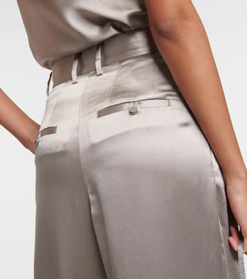 Luisa pleated high-rise satin pants | Staud