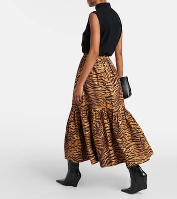 Leopard-print cotton maxi skirt | Ganni