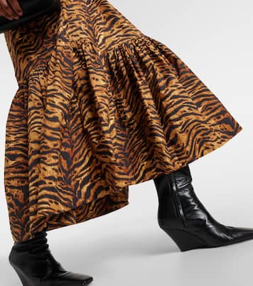 Leopard-print cotton maxi skirt | Ganni
