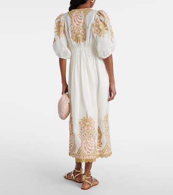 Abito midi Waverly in lino con ricamo | Zimmermann